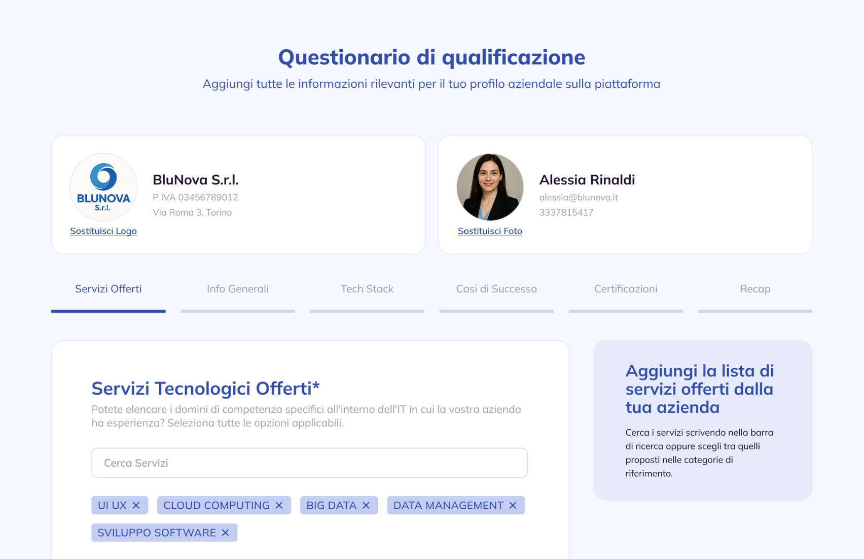 Questionario qualificazione
